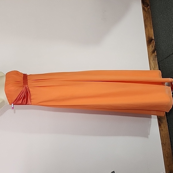 Expressions Dress Strapless Chiffon Overlay Maxi Orange Size 8 - Picture 5 of 17